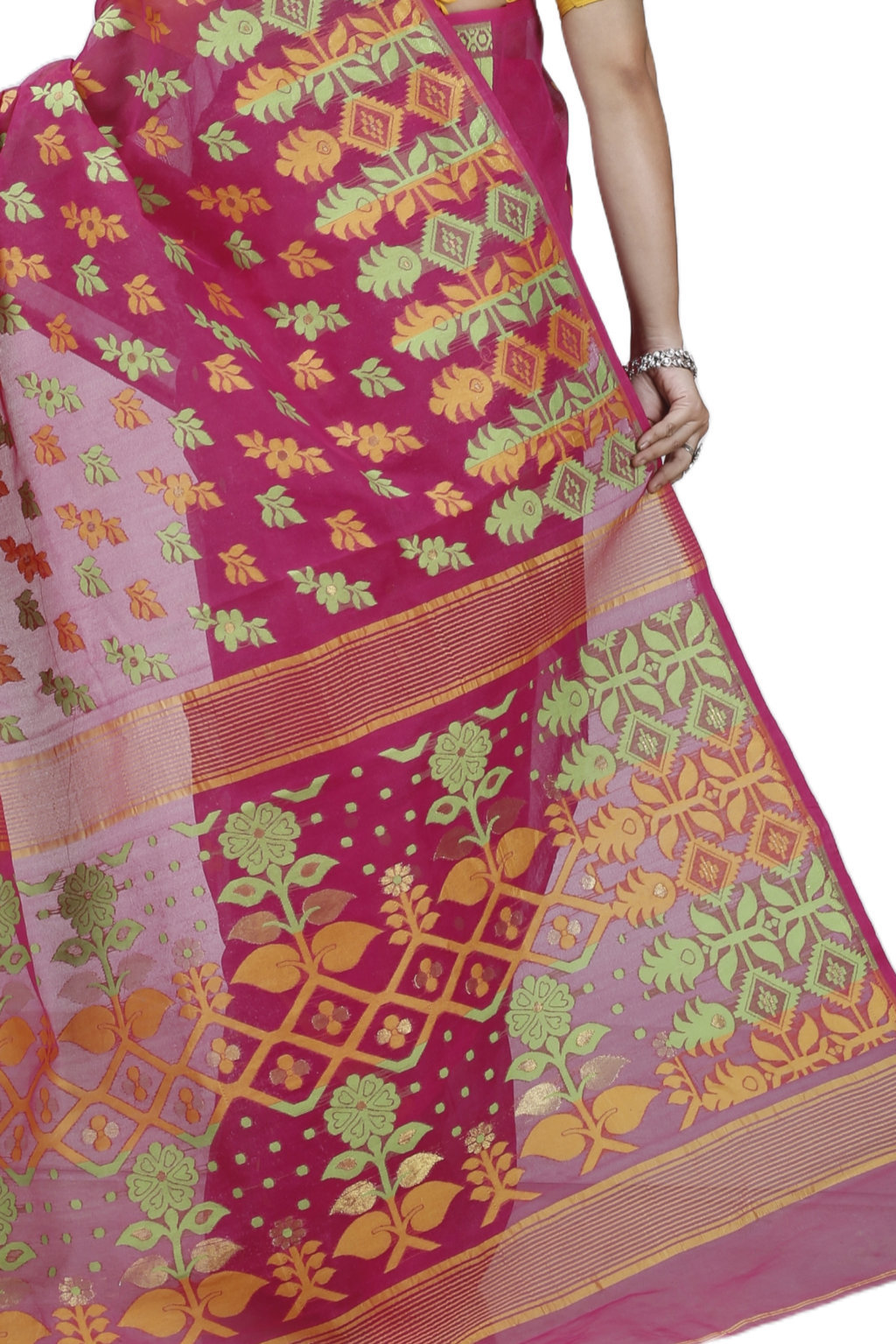 Maroon Pure Cotton Urmila Jamdani Saree (1124)